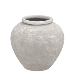 Vaso Decorativo Em Metal Texturizado Cinza E Branc... - BARBIZAN DECORE