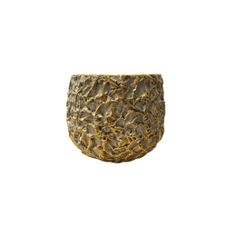 Cachepot Redondo Decorativo Cerâmica Dourado E Cin... - BARBIZAN DECORE