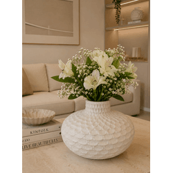 Vaso Decorativo Branco Com Textura Escama 14cm - 4... - BARBIZAN DECORE