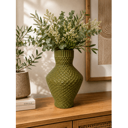 Vaso Decorativo Verde Com Textura Decore Home 30 C... - BARBIZAN DECORE