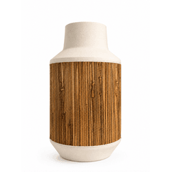 Vaso Decorativo Metal Off Com Palha P 18cm Entreca... - BARBIZAN DECORE