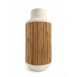 Vaso Decorativo Metal Off Com Palha M 35cm Entreca... - BARBIZAN DECORE
