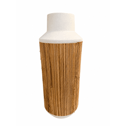 Vaso Decorativo Metal Off Com Palha G 42cm Entreca... - BARBIZAN DECORE