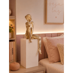 Enfeite Decorativo Escultura Poliresina Menina Sen... - BARBIZAN DECORE