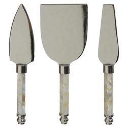 Jogo De Facas Queijo 3 Peças Aço Inox Madrepérola ... - BARBIZAN DECORE