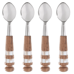 Jogo De Colheres 4 Pecas Aço Inox Madeira Acacia M... - BARBIZAN DECORE