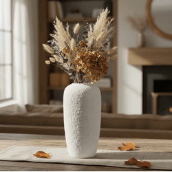 Vaso Decorativo Cerâmica Branco Textura Luxo Decor... - BARBIZAN DECORE