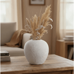 Vaso Decorativo Cerâmica Branco Textura Organico 2... - BARBIZAN DECORE