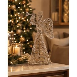 Natal Anjo Decorativo Aramado Dourado 40cm Decoraç... - BARBIZAN DECORE