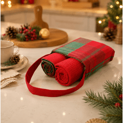 Bolsa C/ Pano De Copa Xadrez Verde E Vermelho 40m ... - BARBIZAN DECORE