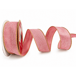 Fita De Natal Aramada 3,8cm Rosa Com Dourado 9,14m... - BARBIZAN DECORE