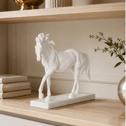 Escultura Cavalo Em Poliresina Branco 24cm Decoraç... - BARBIZAN DECORE