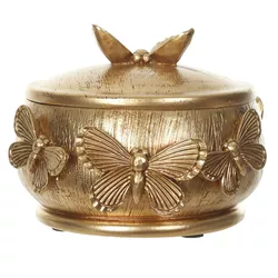 Porta Objetos Joias Resina Dourado Caixa Luxo Deco... - BARBIZAN DECORE