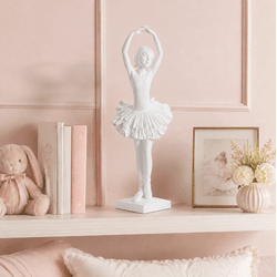 Escultura Bailarina Em Poliresina Branco 30cm Deco... - BARBIZAN DECORE