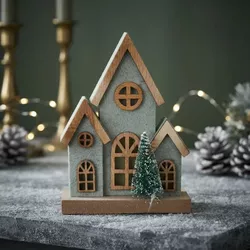 Enfeite De Natal Casinha Decorativa Madeira E Led ... - BARBIZAN DECORE