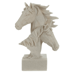 Escultura Decorativa Poliresina Busto Cavalos Bege... - BARBIZAN DECORE
