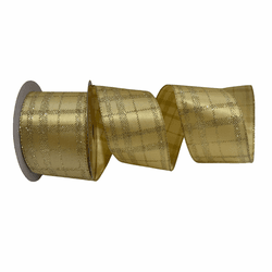 Fita Natalina Aramada 6,3cm Cetim Dourado Glitter ... - BARBIZAN DECORE