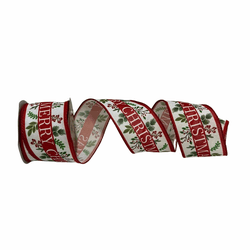 Fita Natalina Aramada 6,3cm Linho Merry Christmas ... - BARBIZAN DECORE