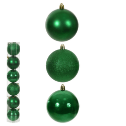 Jogo 6 Bolas de Natal Tubo Misto Verde 8cm - 43777 - BARBIZAN DECORE