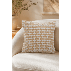 Almofada Decorativa Em Algodão Tramas Areia E Bran... - BARBIZAN DECORE