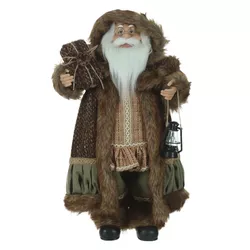 Papai Noel Natal Em Pé Bege Marrom Presente Lanter... - BARBIZAN DECORE