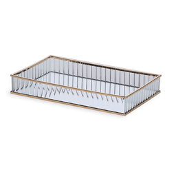 Bandeja em Vidro Canelado Espelhada Dourada 28cm -... - BARBIZAN DECORE