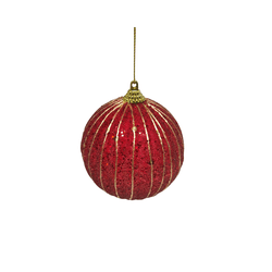 Caixa com 3 Bolas Decoradas Vermelha Com Fio Doura... - BARBIZAN DECORE