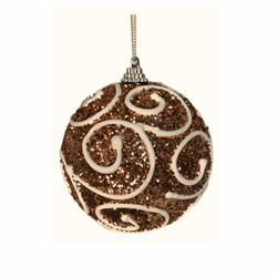 Jogo 6 Bolas com Arabesco Rose e Branco 10cm Cromu... - BARBIZAN DECORE