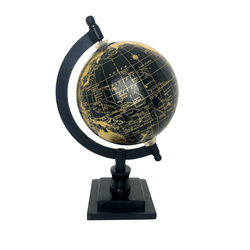 Globo Decorativo Base Resina Plástico E Metal Pret... - BARBIZAN DECORE