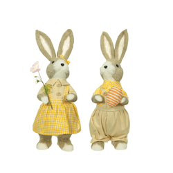 Casal Coelho De Páscoa 43cm Enfeite Decoração Palh... - BARBIZAN DECORE
