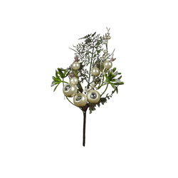 Galho Natalino Pick Verde Berry Branco 29cm - 3737 - BARBIZAN DECORE