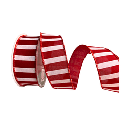 Fita Natalina Aramada Vermelho e Branco 3,8CMX9,14... - BARBIZAN DECORE