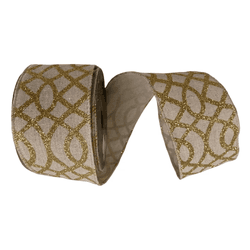 Fita Natalina Bege com Dourado Glitter 6,3CMX9,14m... - BARBIZAN DECORE