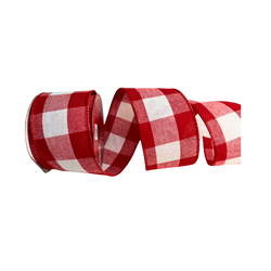 Fita Natalina Aramada Xadrez Vermelho e Branco 6,3... - BARBIZAN DECORE
