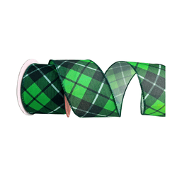 Fita Natalina Aramada Xadrez Verde 6,3CMX9,14m - 4... - BARBIZAN DECORE