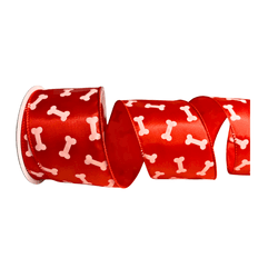 Fita Natalina Aramada Vermelho PET Ossinhos 6,3CMX... - BARBIZAN DECORE