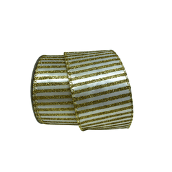 Fita Decorativa 6,3cm Branca e Dourada 9,14m - 364... - BARBIZAN DECORE
