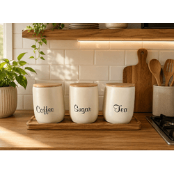 Jogo Potes Porta Mantimentos Açúcar Café Chá Tampa... - BARBIZAN DECORE