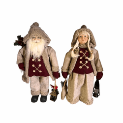 Papai E Mamãe Noel Em Pé Casal 45cm Enfeite Luxo D... - BARBIZAN DECORE