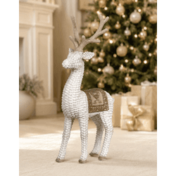 Rena Decorativa Em Resina Natal Branca E Bege Tran... - BARBIZAN DECORE