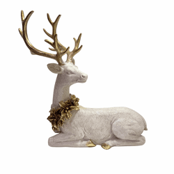 Rena Decorativa Sentada Resina Colar Dourado Led L... - BARBIZAN DECORE