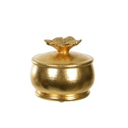 Caixa Decorativa Ceramica Flor Poliresina Dourada ... - BARBIZAN DECORE