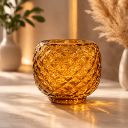 Vaso Vidro Decorativo Ambar Decoração Luxo 26cm - ... - BARBIZAN DECORE