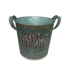 Vaso em Metal C/ Alça Cinza Merry Christmas 19cm -... - BARBIZAN DECORE