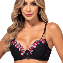 29074 - Conjunto Push Up. Calcinha fio. - Preto - Duzani