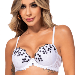 29052 - Conjunto Push Up. Calcinha fio. - Branco - Duzani