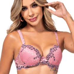 29185 - Conjunto Push Up. Calcinha fio. - Rosa - Duzani
