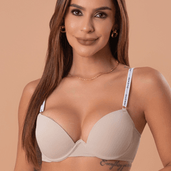 31000 - Conjunto Push Up. Calcinha larga - Nude - Duzani