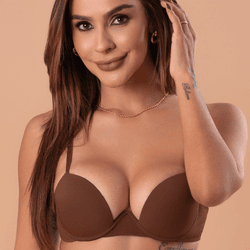 30985 - Conjunto Push Up. Calcinha fio - Marrom - Duzani