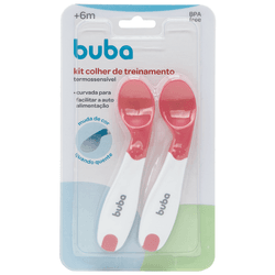 Buba Kit com 2 Colheres Termossensível Buba muda de cor com alimento muito  quente kit colher bebe colher infantil colher de treinamento para papinha e  alimentacao do bebe Naranja y Azul